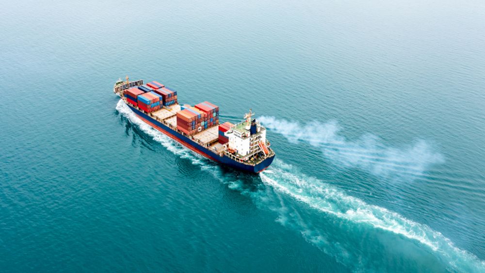 Container vessel at sea